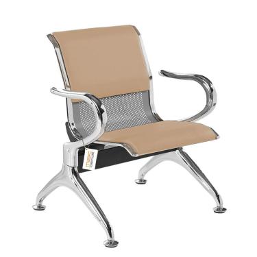 Imagem de Cadeira Longarina Com Est Cromada 1 Lugar Colors Bege