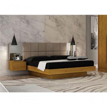 Imagem de Cama Casal Com Espelho Painel Estofado - Braga - Leifer Móveis