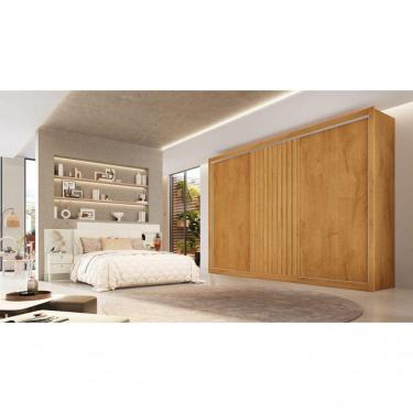 Imagem de Guarda Roupa Casal 3 Portas 6 Gavetas Vitoria-peroba Móveis Europa