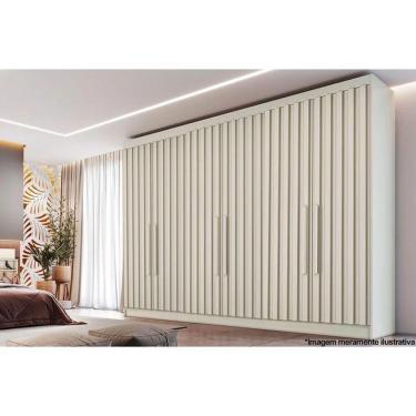 Imagem de Guarda Roupa Casal Ripado 6 Portas 6 Gavetas Potente-off White Móveis Europa