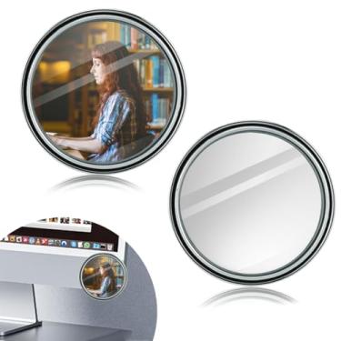 Imagem de 2 peças de espelho de cubo para mesa de escritório espelho de canto ajustável para monitor para ver atrás de você ajuste protege a privacidade pessoal para automóveis ou qualquer lugar prata 2,3