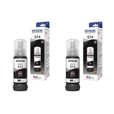 Imagem de Kit Tinta Epson T574120al T574120 T574 574 2 Pretos autêntico L8050 L18050 L 8050 L 18050 70ml
