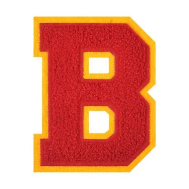 Imagem de 1 peça de patch de letra de chenille vermelho de 11,4 cm – Remendos do alfabeto para roupas, jaquetas, mochilas, chapéus para decoração personalizada, nome personalizado e artesanato. (B)