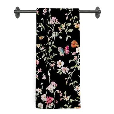 Imagem de nvucamd Toalhas de cozinha de flores escuras, toalhas de mão florais estéticas francesas para decoração de banheiro, toalha de chá de borboleta vintage Cottagecore para cozinha, 40,6 x 61 cm