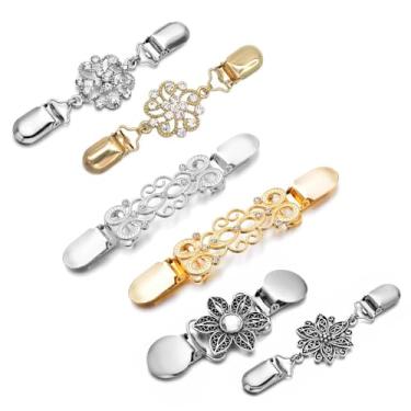 Imagem de 6 peças de clipes de suéter vintage para cardigãs, vestidos, variedade de estilos, clipe de vestido atrás de camisas, clipes de xaile para diferentes roupas femininas