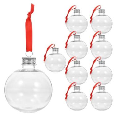 Imagem de Bolas de bebida de Natal, enfeite de plástico, 12 peças, enfeites de árvore de Natal preenchíveis, lâmpadas de garrafa de água de Natal para decoração de festas de fim de ano, 100 ml (transparente com