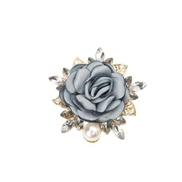 Imagem de Broche de pérola de flor rosa elegante para mulheres e homens essenciais de festa de casamento feito à mão cristal pérola tecido flor lapela alfinete vestido acessórios de terno de flor ideia de flor