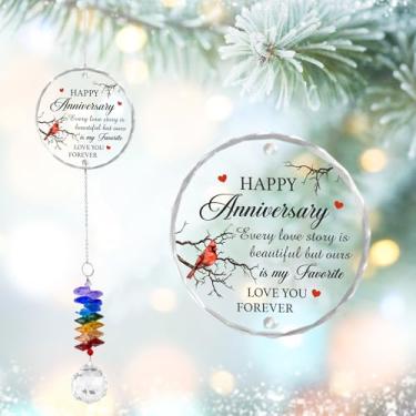 Imagem de GIFTELIX Enfeites de Natal – Enfeite de apanhador de sol – Feliz aniversário, cada história de amor é linda, mas a nossa é minha favorita – presentes para marido e esposa presente de cristal