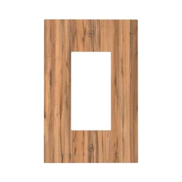 Imagem de Nadoabtm Capas decorativas de madeira sintética marrom quente 1 gangue único balancim placas de parede Gfci placa de interruptor de luz placa de interruptor elétrico para decoração de cabine de