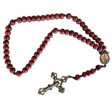 Imagem de Terço de Madeira de Nossa Senhora do Carmo Marrom - SJO