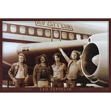 Imagem de Buyartforless Pôster de impressão de arte musical Led Zeppelin The Starship Avião 91 x 61 cm decoração de parede imagem clássica