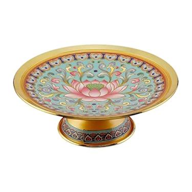 Imagem de Cesta de frutas Cestas de armazenamento para tigela de frutas requintada bandeja de frutas alta pintada padrão de lótus bandeja de sobremesa decorações de casa prato de frutas bandeja de frutas (cor