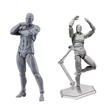 Imagem de QANYEGN Corpo de figura de ação, manequins de artistas de poses personalizáveis, manequim de desenho em PVC para mesa, pintura, adereços de fotografia (Homem)