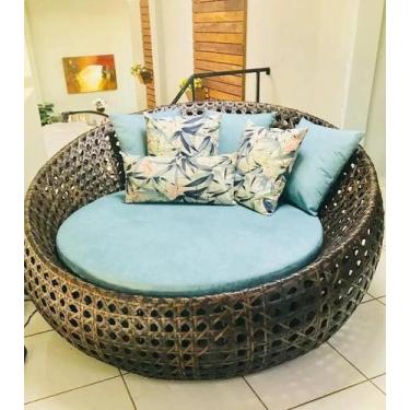 Imagem de Chaise Redonda Alumínio Fibra Sintética Varanda Piscina - Sarah Móveis