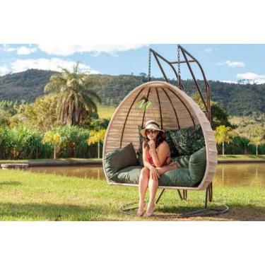 Imagem de Balanço Ostra Em Corda Náutica Com Suporte Jardim Pergolado - Sarah Mó