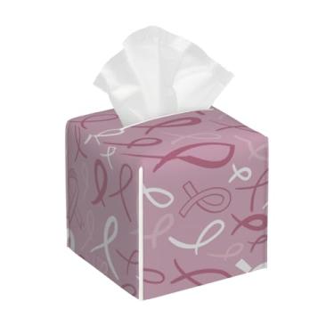 Imagem de Suporte quadrado para caixa de lenços de tecido, linhas à prova d'água, estampa rosa, organizador de papel facial com cinto inferior, estojo de lenços para mesa, banheiro, escritório, mesa, carro