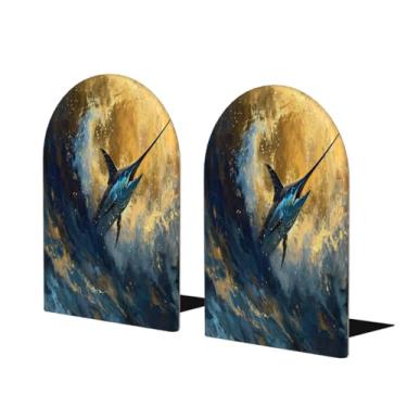 Imagem de Suporte de livros de madeira retrô de atum marítimo grande para livros decorativo antiderrapante resistente terminais de livro para mesa de escritório em casa biblioteca de estudo escolar divisórias