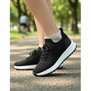 Imagem de Tênis Usaflex Poofy Tricot Conforto Leveza e Estilo, Preto, 36
