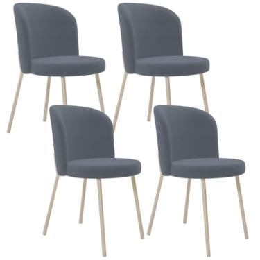 Imagem de Kit 04 Cadeiras para Sala de Jantar Cozinha Estofada Gavi Arena L02 Suede Cinza - Lyam Decor