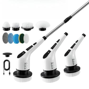 Imagem de Escova de Limpeza Elétrica Recarregável 9 em 1 Ajustável Giratória para Janela Banheiro Cozinha