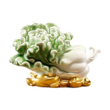 Imagem de Ｂｅｓｇａ Estátua de Repolho, Ornamento, Estatueta de Cerâmica, Artesanato, Escultura Decorativa para Centro de Mesa, Presente de Inauguração, Estante, Lareira, Largura 13 Cm