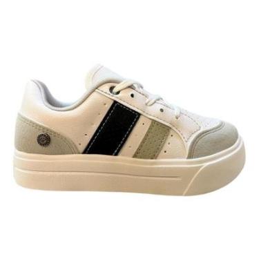 Imagem de Tenis Infantil Menino Kidy Conforto Retrô Listras Básico Plataforma 45700017632 Branco-Masculino