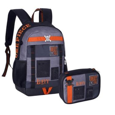 Imagem de Kit Mochila De Costas Escolar One Piece Infantil Com Estojo Box Pra 36