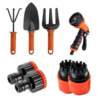 Imagem de Kit Jardinagem 3 Ferramentas 2 Conectores 2 Bicos Engate Esguicho