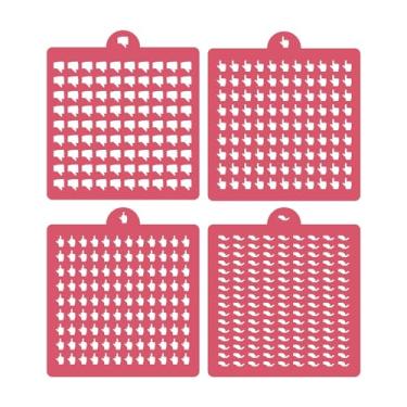 Imagem de Pacote com 4 estênceis reutilizáveis de glacê de glacê real, estêncil, estêncil, padaria, estêncil, para bolo, cupcake, artesanato, faça você mesmo, conjunto de moldes reutilizáveis de glitter e joias