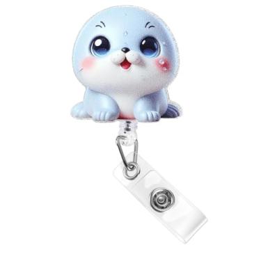 Imagem de Carretel de crachá de enfermeira – Suporte de crachá de clipe retrátil fofo, carretel de crachá engraçado para enfermeiros, estudantes de enfermagem e equipe médica – Carretel de crachá durável para