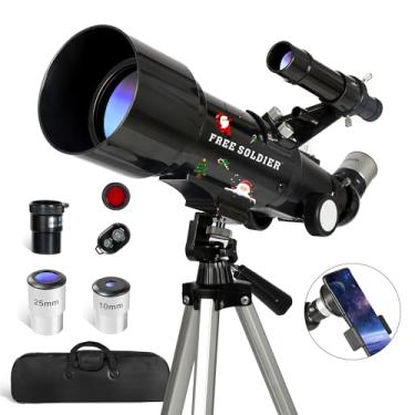 Imagem de FREE SOLDIER Telescope for Kids 70mm Aperture Astronomical Refractor Telescopes for Beginners (16X-120X) 400mm Telescope for Adults High Powered with A Phone Adapter & A Wireless Remote (Black)