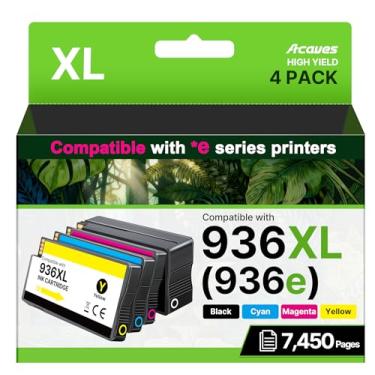 Imagem de Cartuchos de tinta 936e de alto rendimento 936 para impressoras HP HP936 936XL de substituição para cartuchos de tinta HP 936, pacote combo para impressoras HP Officejet Pro 9125e 9135e 9730e 9130e