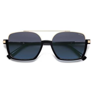 Imagem de SOJOS Óculos de sol aviador modernos para mulheres e homens polarizados retrô quadrado Y2K óculos de sol grandes SJ2659, Lente de classificação azul armação preta, 56-17-140