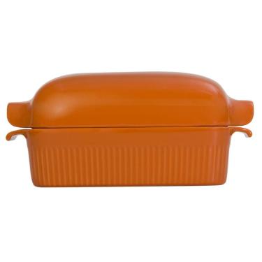 Imagem de Forma de Pão com Tampa Refratária 29 cm Laranja 1,1 L Germer