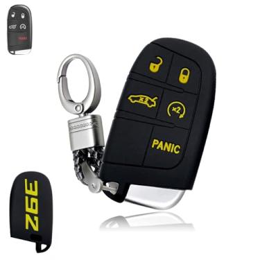 Imagem de x xotic tech Capa de chaveiro 392 compatível com Dodge Charger Challenger SRT Hornet Dart Durango Journey ou Jeep ou Chrysler, capa para chave de controle remoto 3, 4, 5 botões, capa de chave com