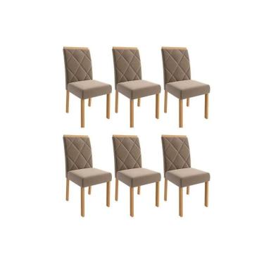 Imagem de Kit 6 Cadeiras Sala Jantar Fernanda Wood 6 Un Carvalho-suede Joli Capuccino - Cimol