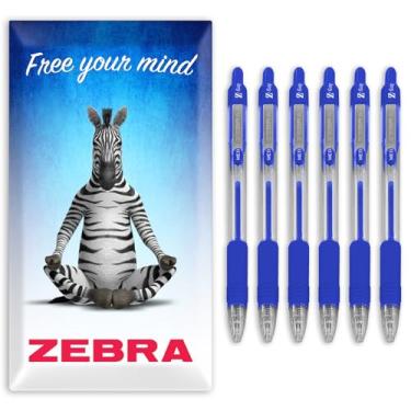 Imagem de Zebra Pen Canetas esferográficas retráteis Z-Grip - ponta de 1,0 mm - pacote com 6 - em caixa de presente de papelão - escola, escrita, trabalho, escritório (azul)
