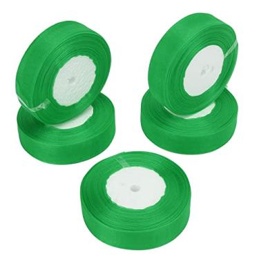 Imagem de Fita com glitter para presente, cetim com glitter metálico, 5 rolos, 245 jardas, fita decorativa de fibra de poliéster total para embrulho de presente, decorações de festa de (Verde)