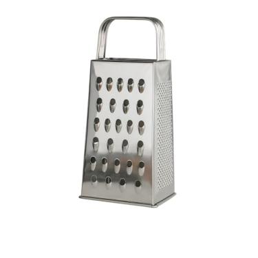 Imagem de Ralador de Quatro Faces em Aço Inox, 18cm de Altura, Prata, Quatro Tipos de Corte, Alça Ergonômica, 97g