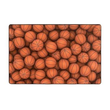 Imagem de ZERAOKE Tapete de basquete laranja 10 x 1,5 m, tapetes de área de fazenda para sala de estar, decorativo, lavável, antiderrapante, tapetes modernos e macios para quarto, sala de jantar, sala de jogos,