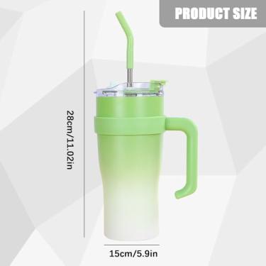 Imagem de Copo Térmico de Aço Inoxidável - Garrafa Térmica de 1200ml com Tampa e Canudo,Garrafa Térmica A Vácuo,Para Uso Em Viagens Esportes Casa Academia Ar Livre Acampamento Escritório