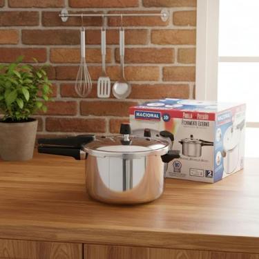 Imagem de Panela de Pressão 10 Litros Fechamento Externo em Alumínio Reforçado, Alta Segurança, Cozimento Rápido, Alças Resistentes, Ideal para Grandes Quantidades, Compatível com Fogão a Gás e Elétrico