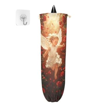 Imagem de xigua Suporte de parede para saco de plástico para Dia dos Namorados com cordão, pacote com 2, organizador de sacolas de compras reutilizáveis para bolsas, meias, roupas íntimas e gravatas