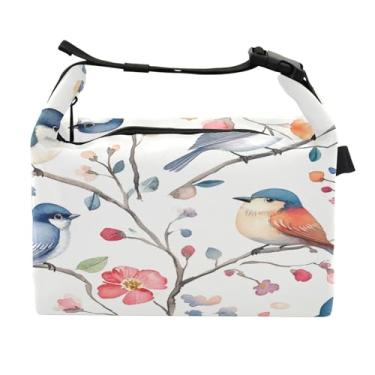 Imagem de STAYTOP Lancheira de pássaros e flores com fivela de alça, lancheira isolada para meninos e meninas, lancheira térmica para trabalho escolar