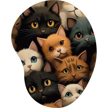 Imagem de Mouse Pad Ergonômico Gota Arte Gatos Filhotes Olhos Amarelos