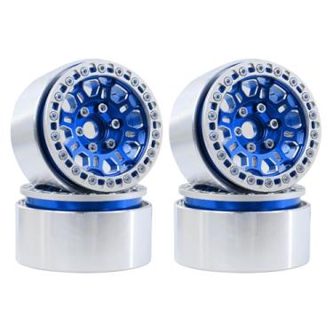 Imagem de Aluminum 1.9inch Beadlock Wheels Rims Honeycomb-Shaped Wheel Bone for 1/10 TRX4 TRX6 SCX10 SCX10 II 90046 SCX10 III AXI03007 D90 RC Crawler Car-4PCS (Blue)