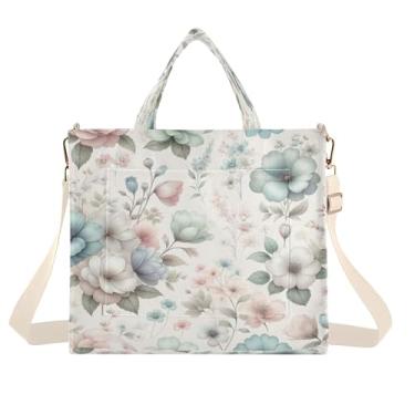 Imagem de Burbuja Sacola feminina de flores aquarela, bolsa tiracolo de veludo cotelê, bolsa transversal para compras, trabalho, viagem, P, B333, Medium