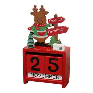 Imagem de MotiveTech Calendário do Advento de Madeira com Contagem Regressiva e Blocos Numerados, Style F