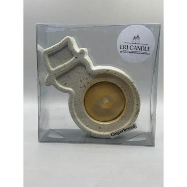 Imagem de Porta Velas Rechaud em Cimento com Vela Aromática Gengibre Eri Candle (Figura de Boneco de Neve Branco)