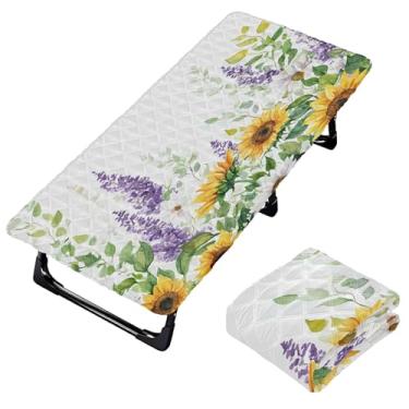 Imagem de Burbuja Lençol de berço de flores roxas para crianças, lençol de cochilo acolchoado portátil com faixa elástica para meninas e meninos, lavável na máquina, 63,5 x 127 cm